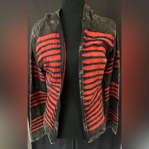 Handmade hoodie red/black from Nepal. S/M